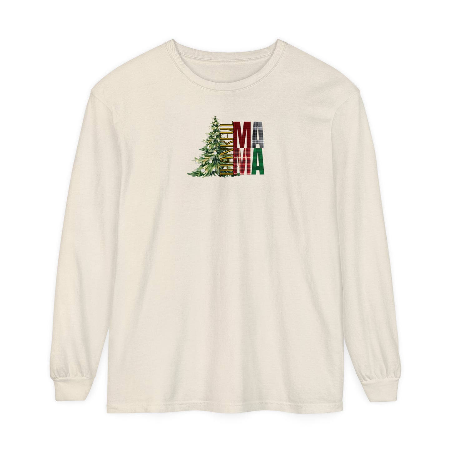 Holiday - “Thankful Mama" Christmas Tree Long Sleeve T-Shirt