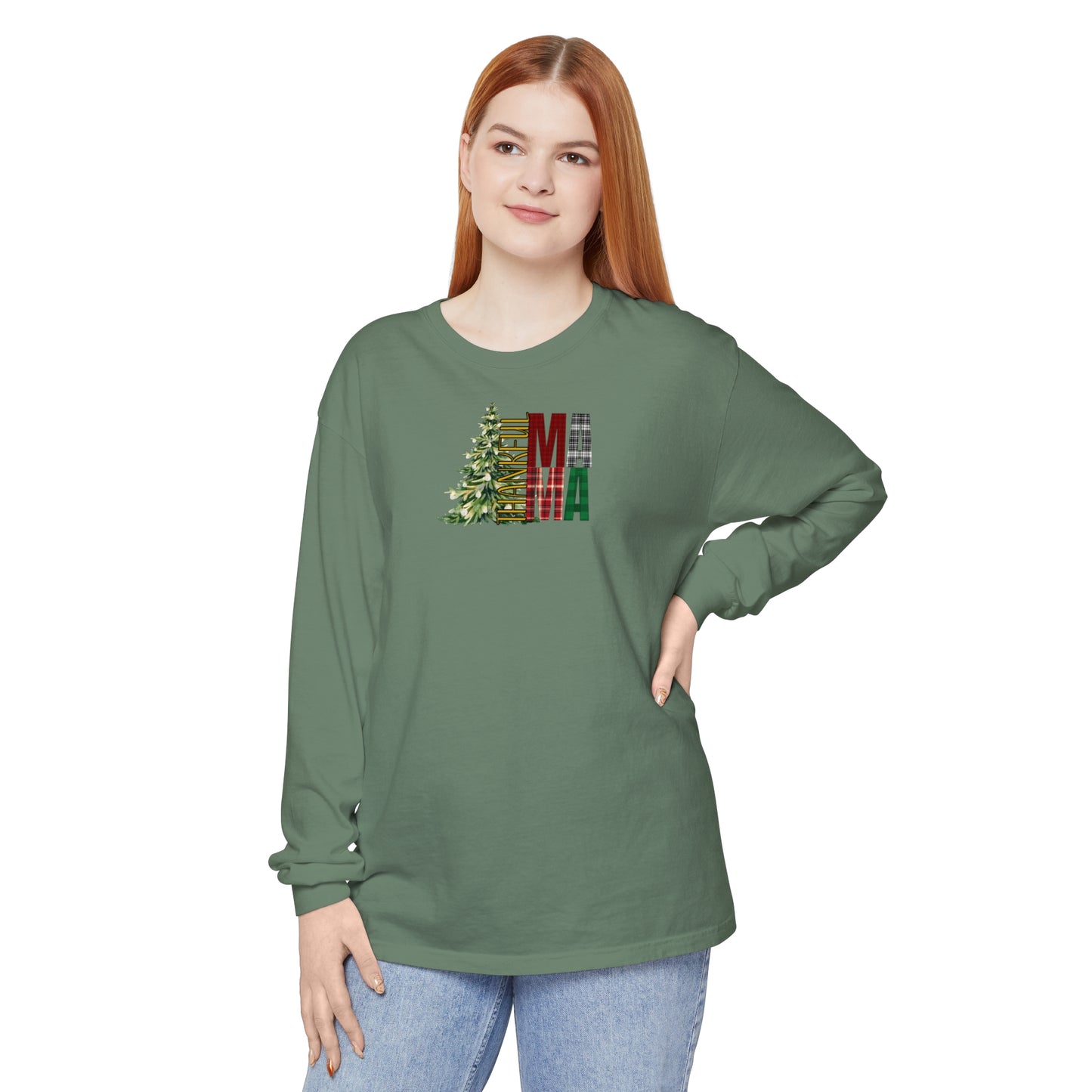 Holiday - “Thankful Mama" Christmas Tree Long Sleeve T-Shirt