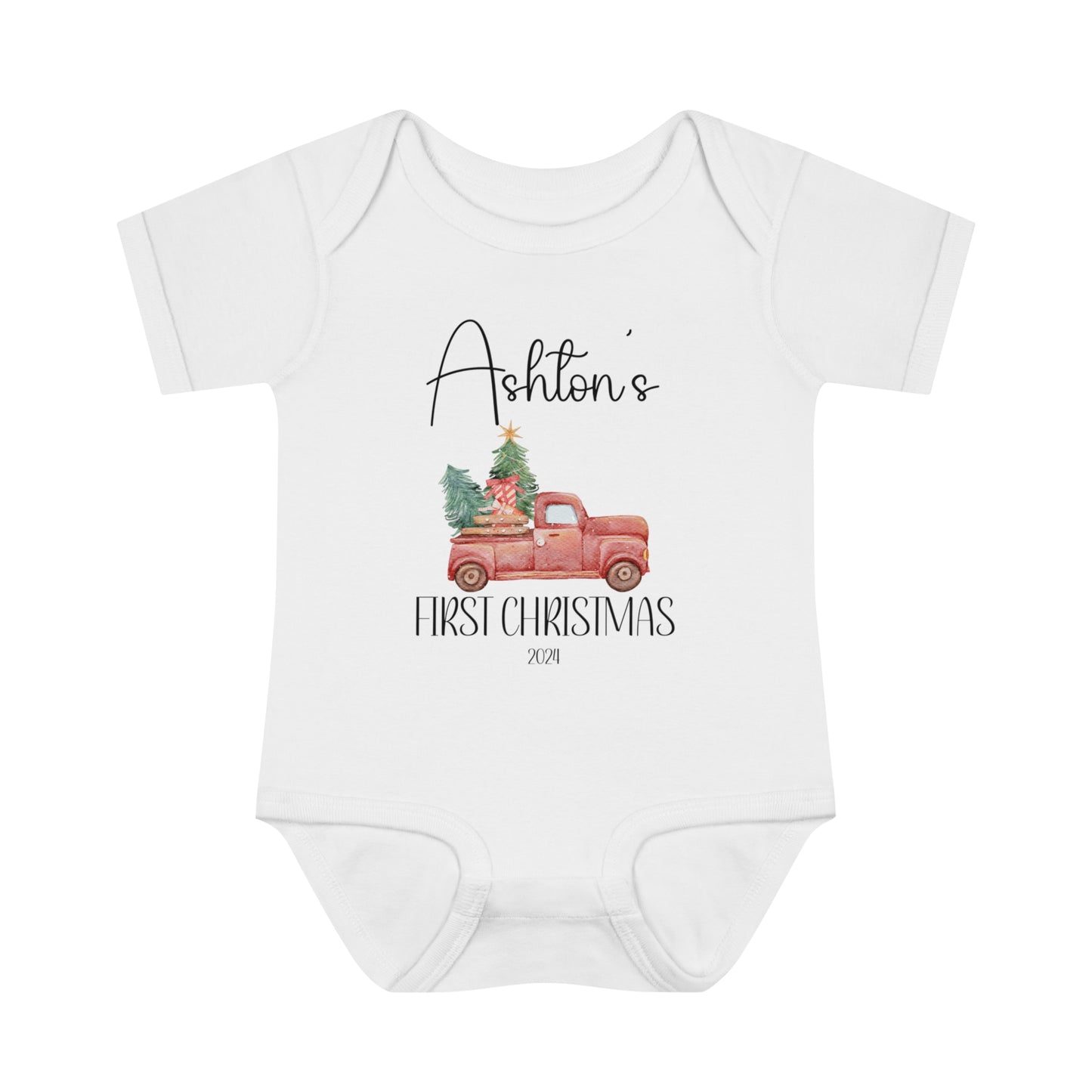 Personalized - "1st Christmas" - Truck Infant Bodysuit