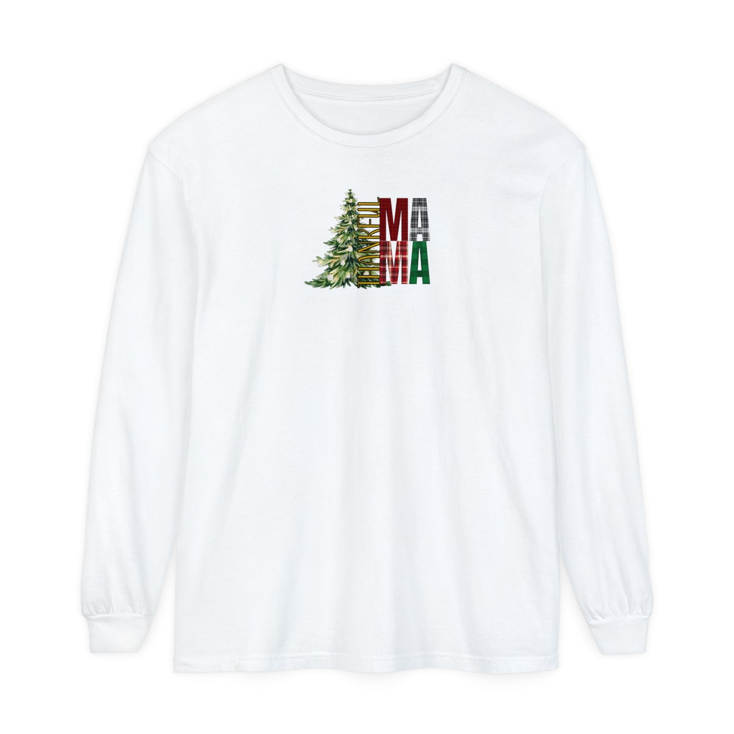 Holiday - “Thankful Mama" Christmas Tree Long Sleeve T-Shirt