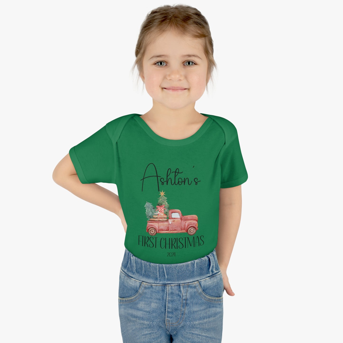 Personalized - "1st Christmas" - Truck Infant Bodysuit