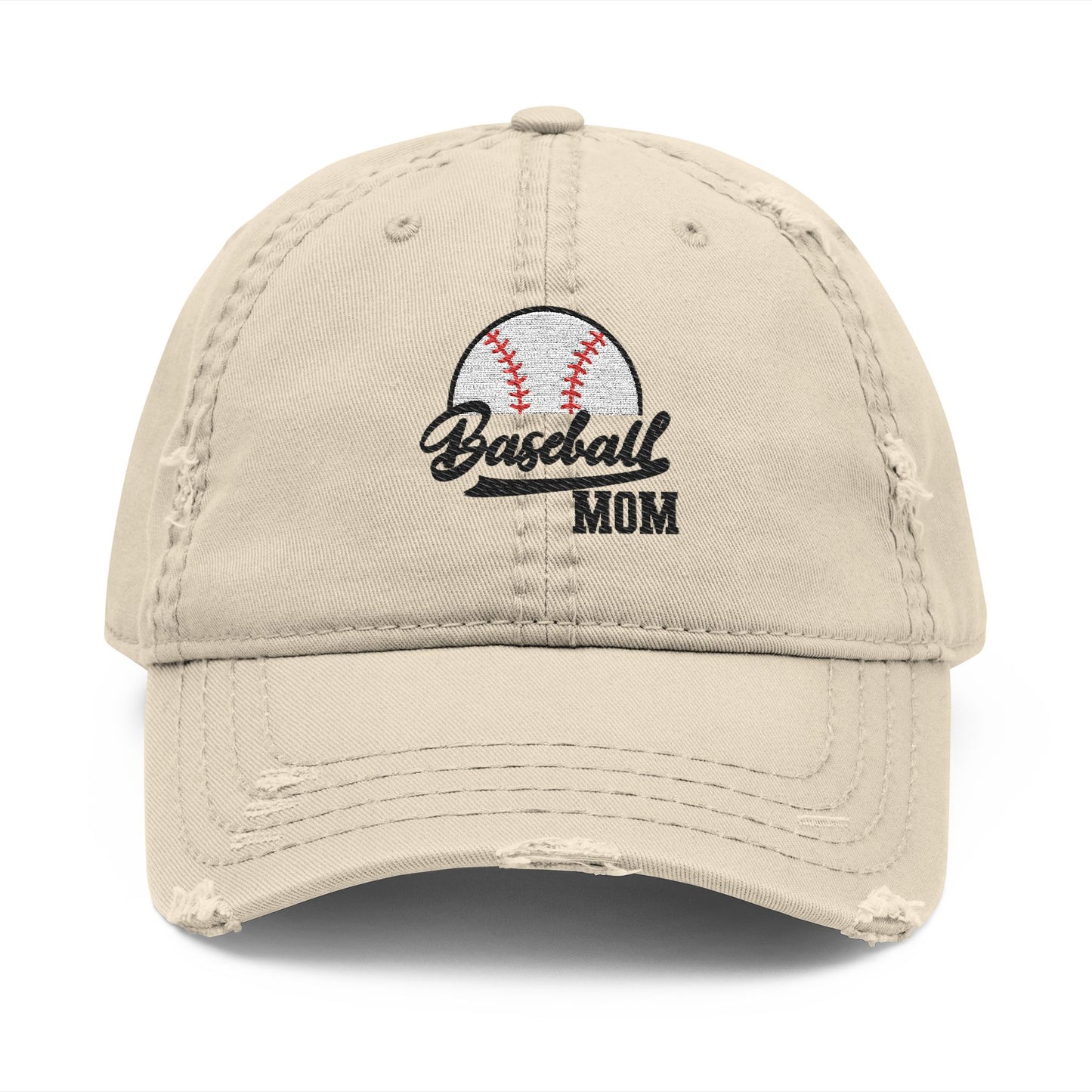 Distressed Embroidered Hat - Baseball Mom