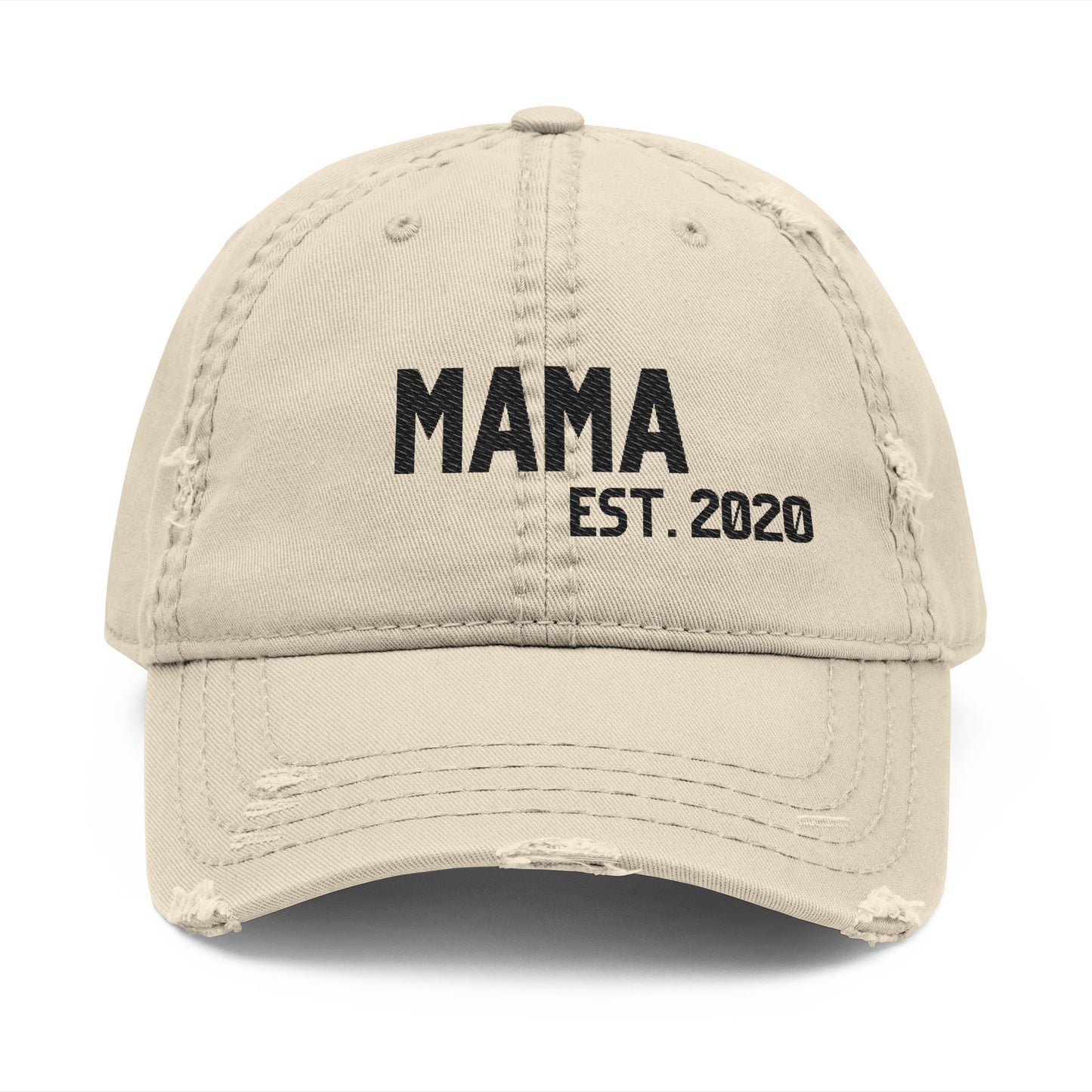 Distressed Embroidered Hat - Mama est.