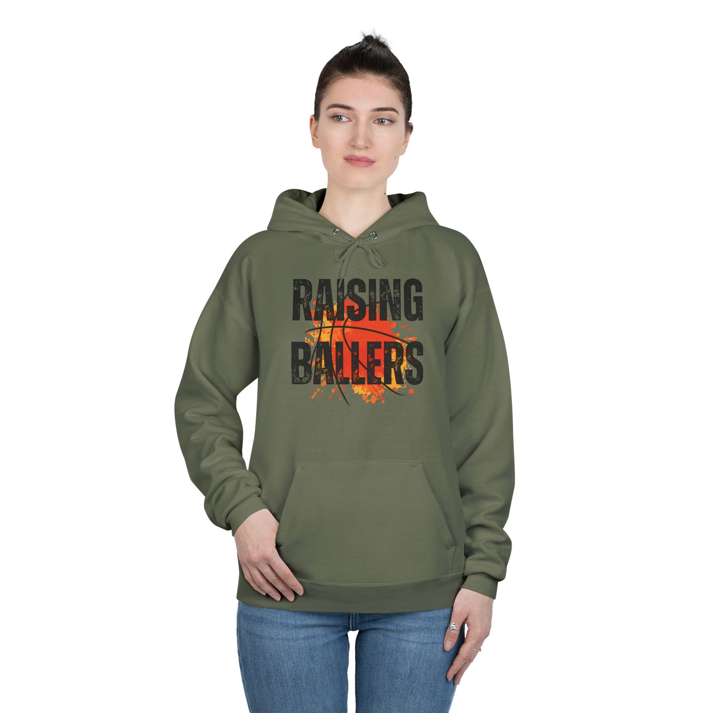 Personalized - "Raising Ballers" Basketball Mom Hoodie Sweatshirt