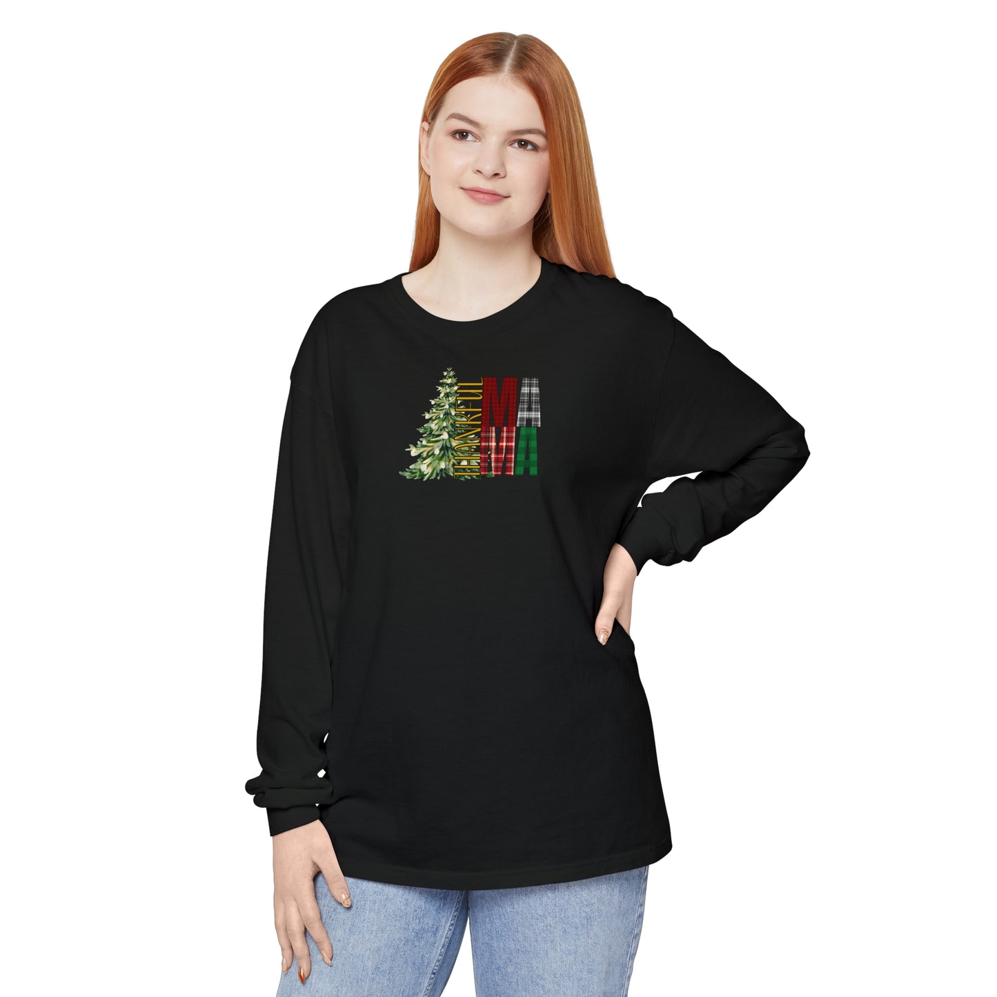 Holiday - “Thankful Mama" Christmas Tree Long Sleeve T-Shirt