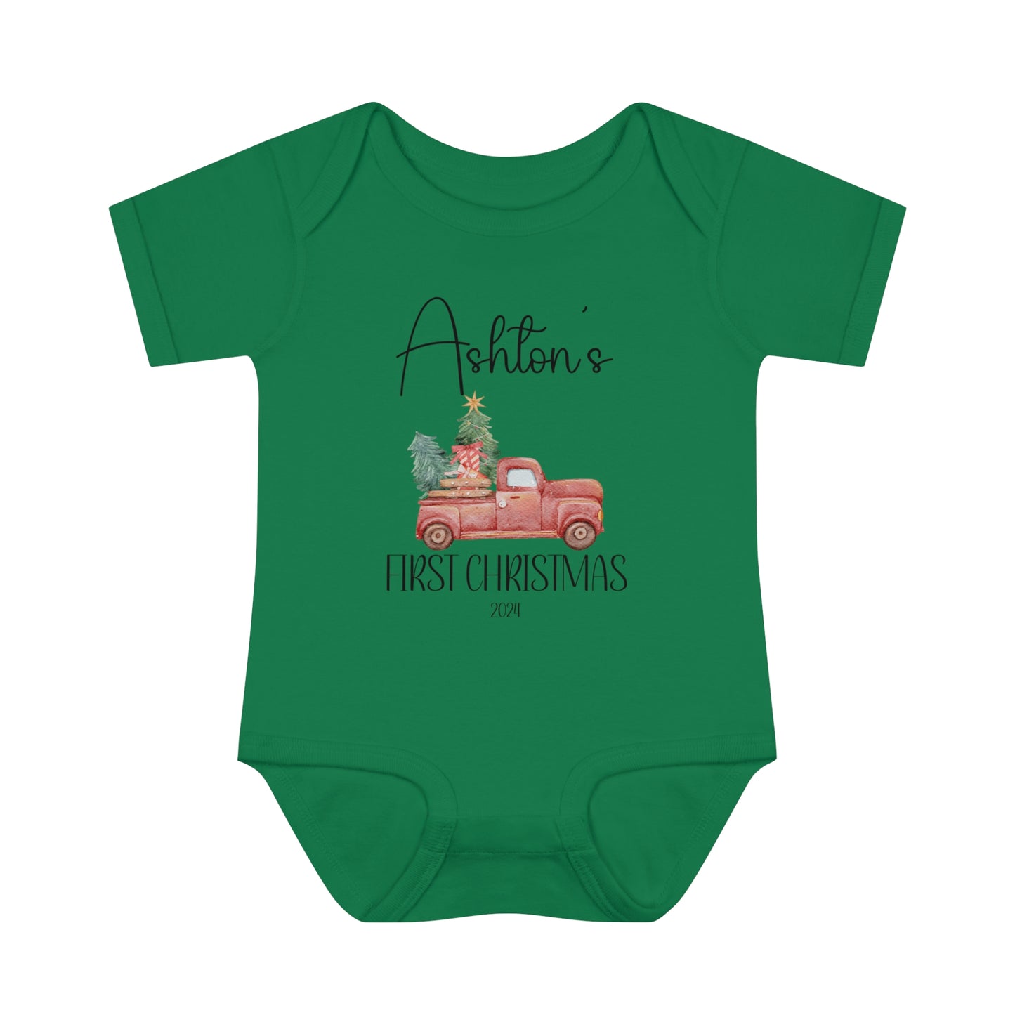 Personalized - "1st Christmas" - Truck Infant Bodysuit