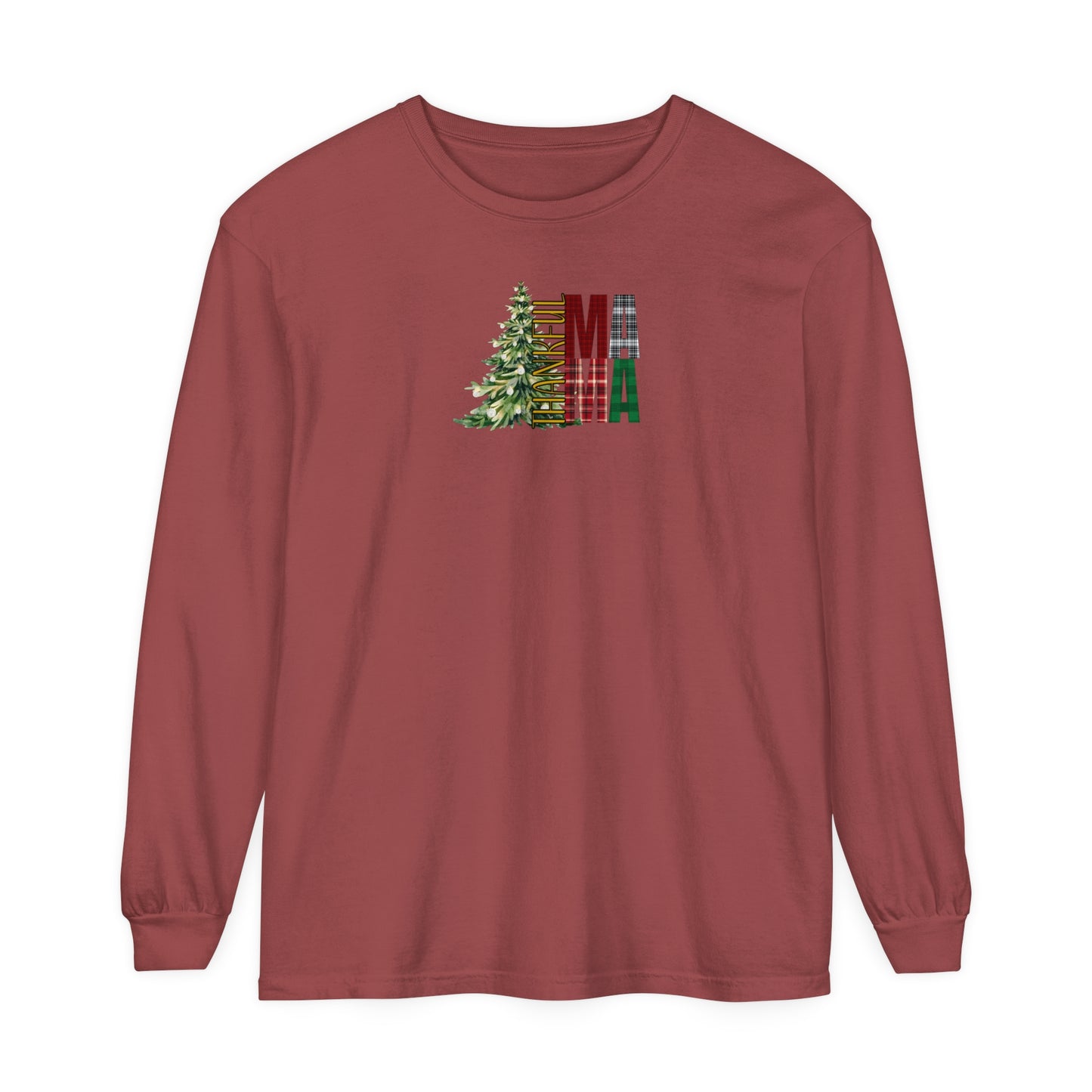 Holiday - “Thankful Mama" Christmas Tree Long Sleeve T-Shirt
