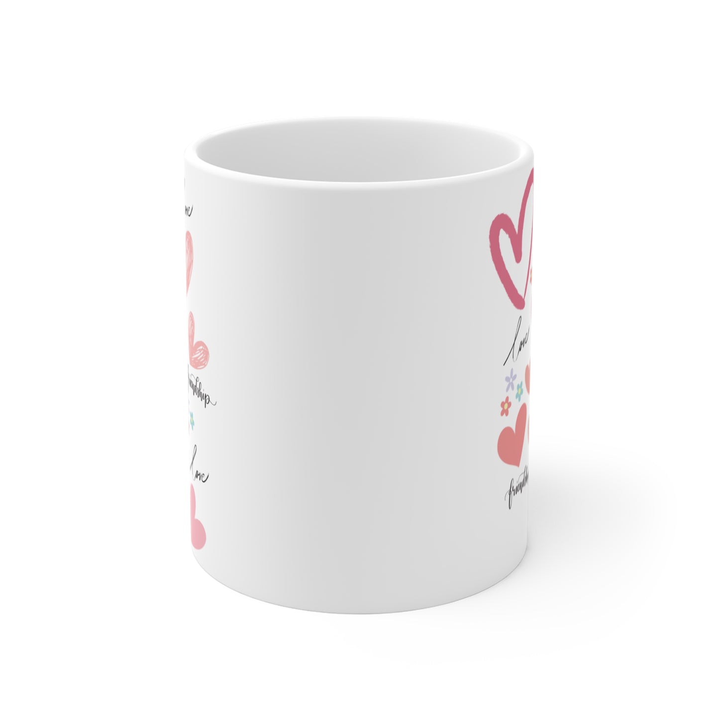 "Pink Hearts Love & Friendship" Mug