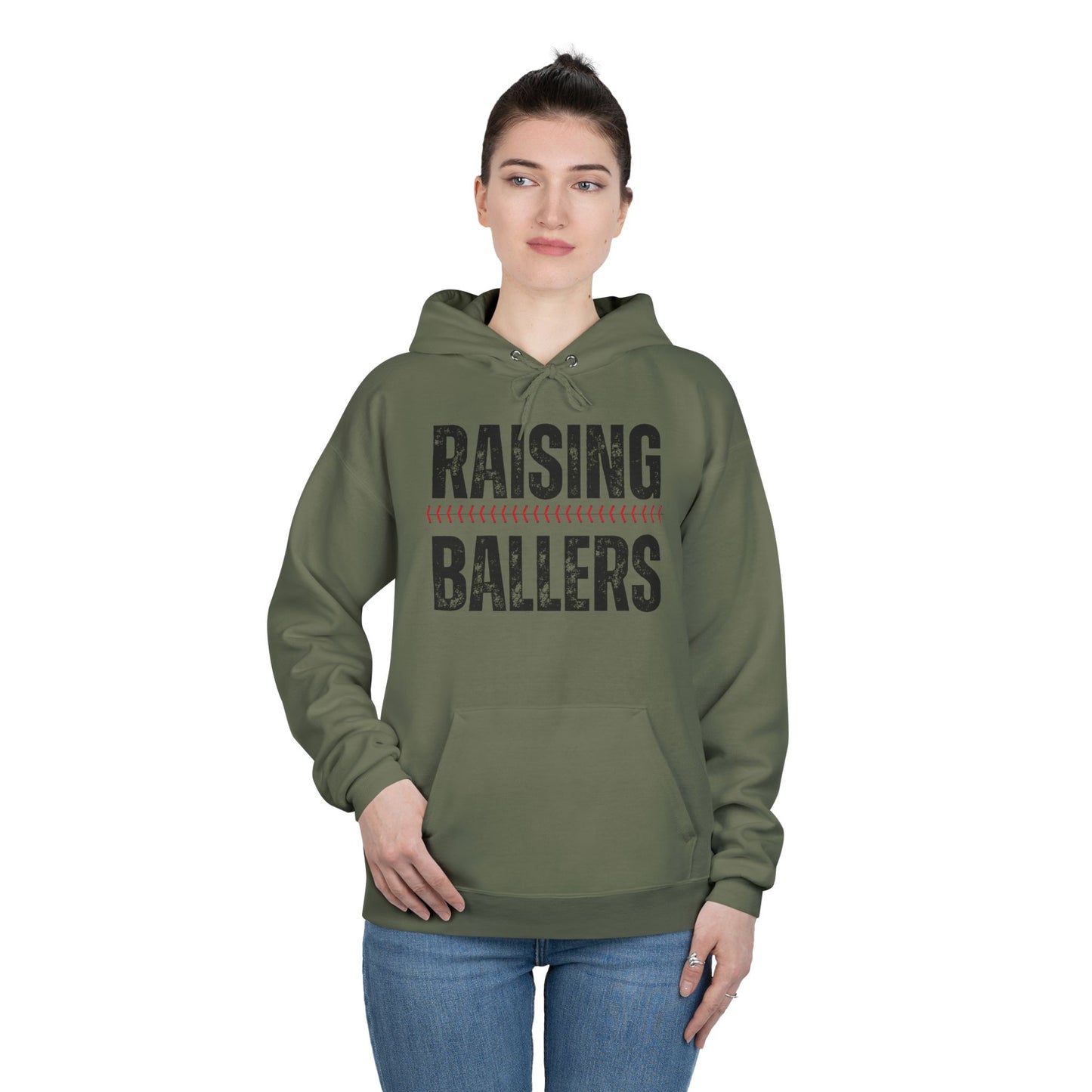Personalized - "Raising Ballers" Baseball Mom Hoodie Sweatshirt
