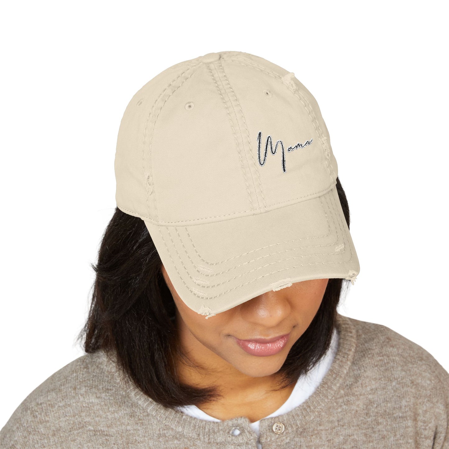 Distressed Embroidered Hat - Mama