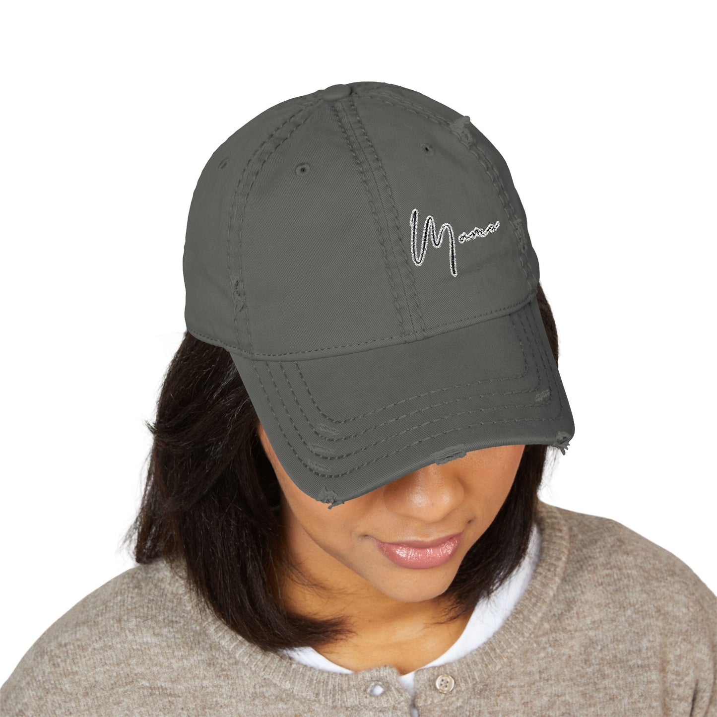 Distressed Embroidered Hat - Mama
