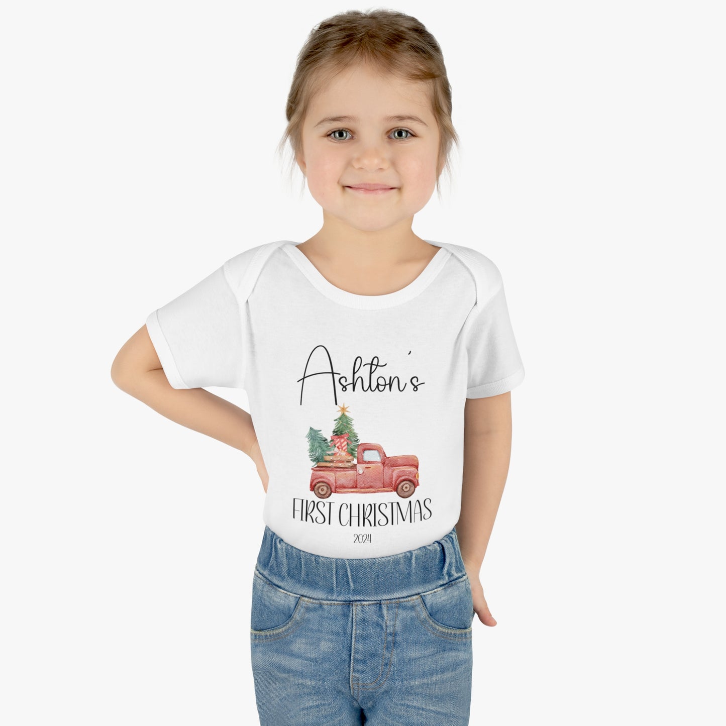 Personalized - "1st Christmas" - Truck Infant Bodysuit