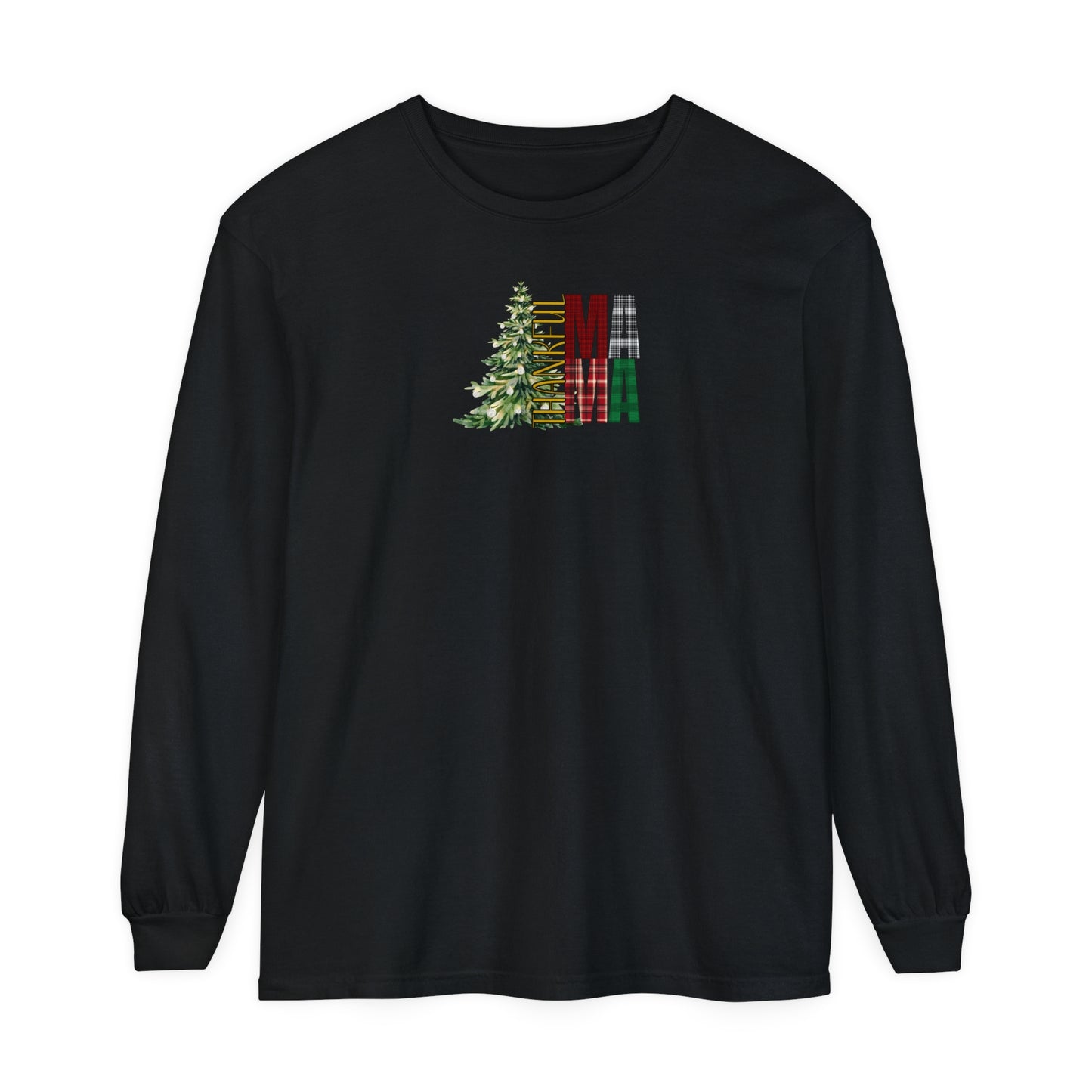 Holiday - “Thankful Mama" Christmas Tree Long Sleeve T-Shirt