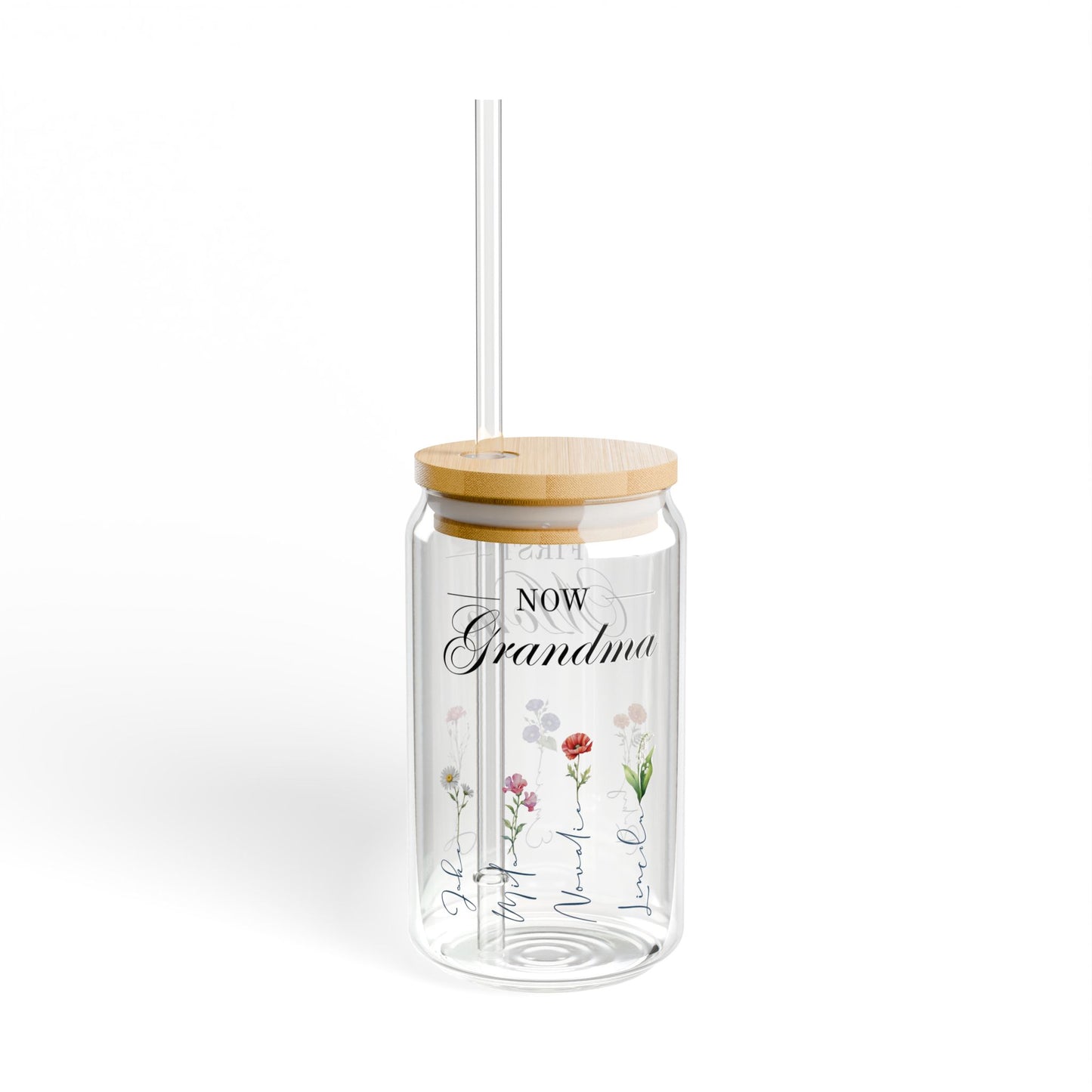 Personalized - "First Mom Then Grandma" Sipper Glass, 16oz