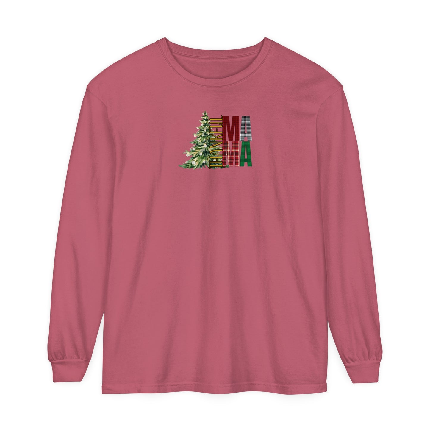 Holiday - “Thankful Mama" Christmas Tree Long Sleeve T-Shirt