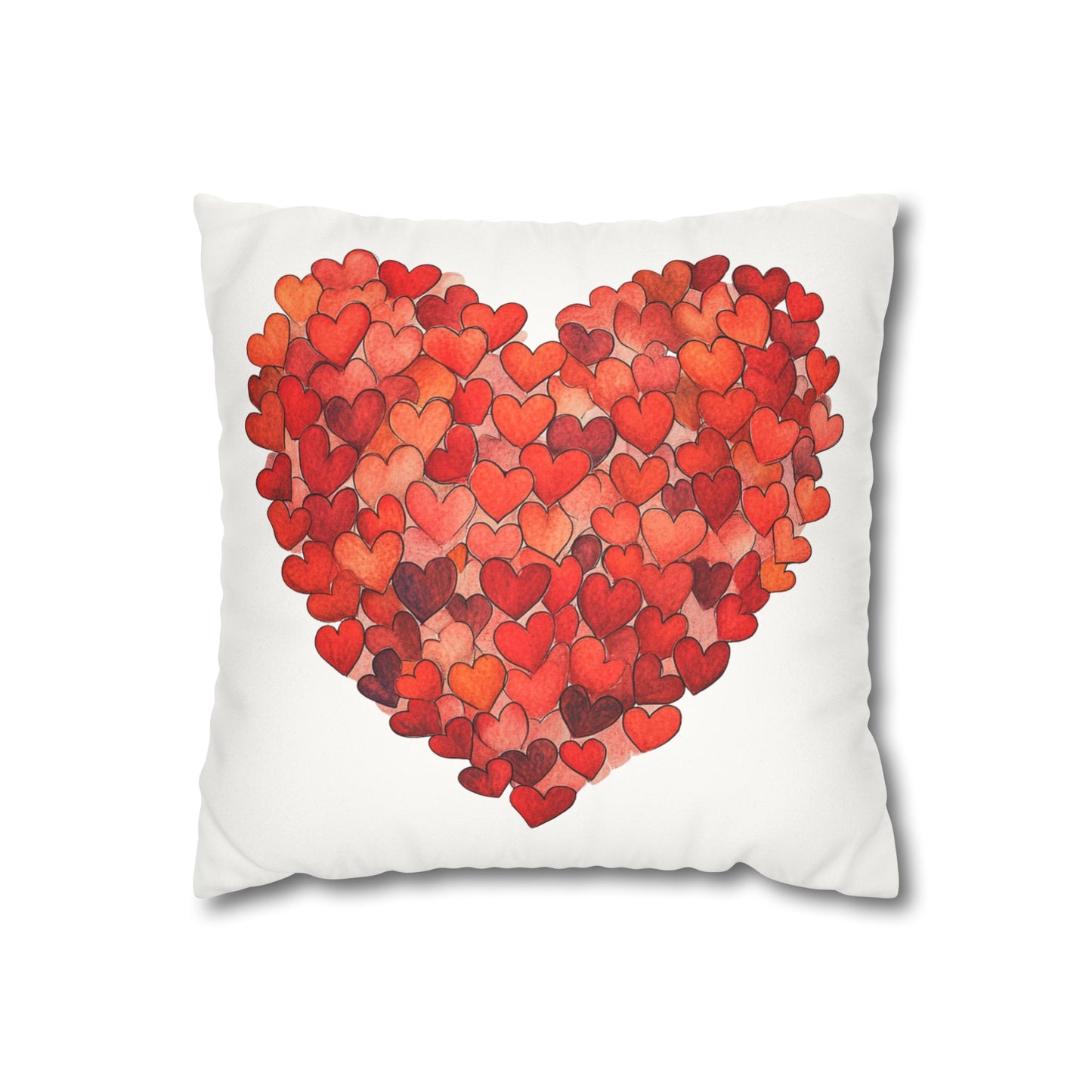 "Hearts in Heart" Faux Suede Square Pillowcase