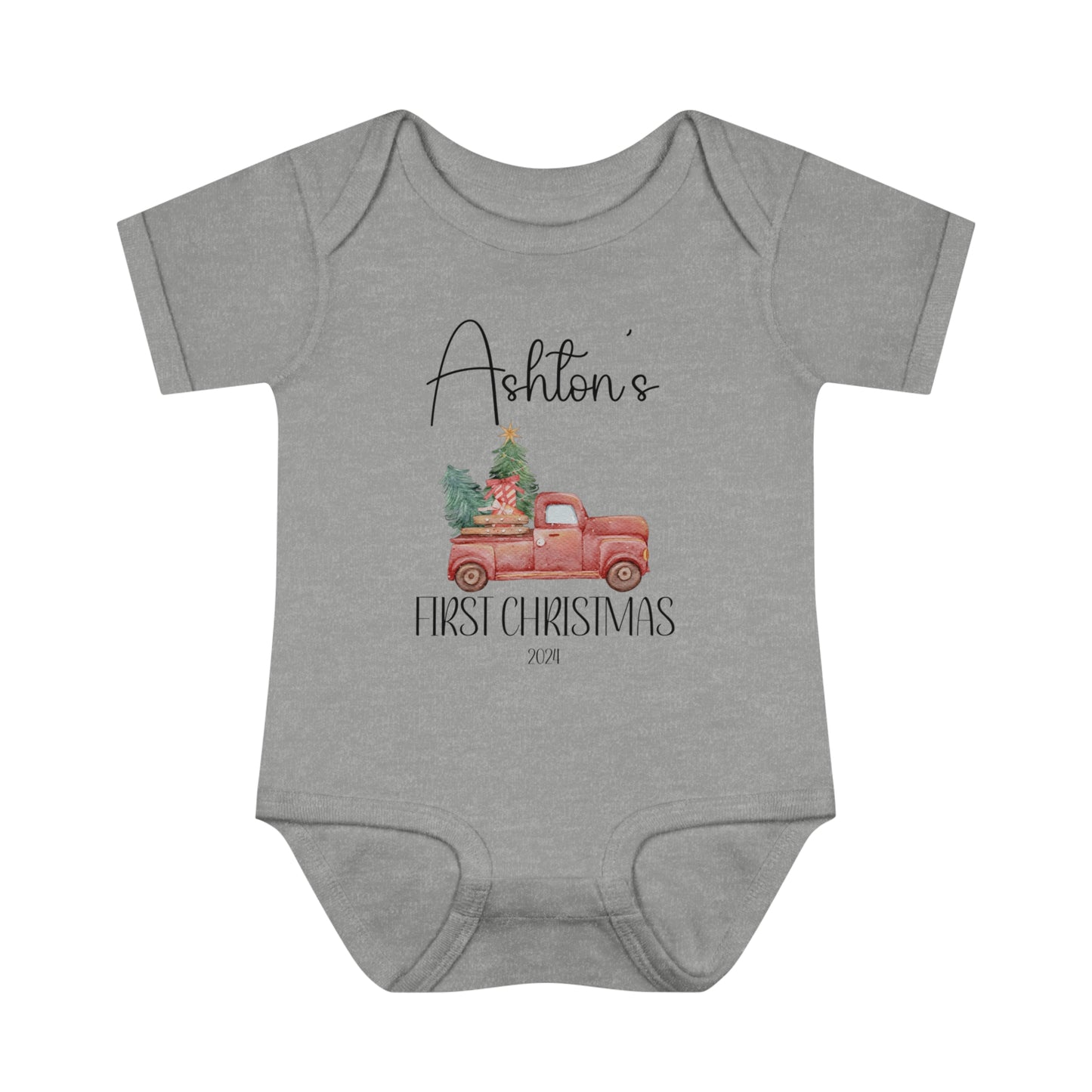 Personalized - "1st Christmas" - Truck Infant Bodysuit