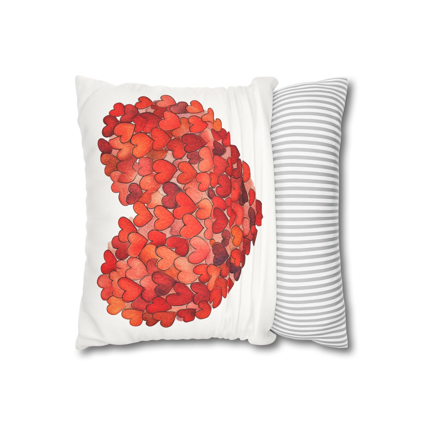 "Hearts in Heart" Faux Suede Square Pillowcase