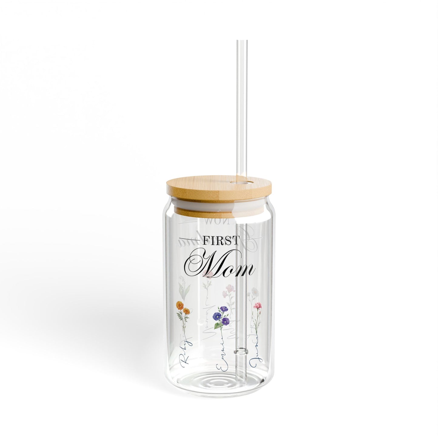 Personalized - "First Mom Then Grandma" Sipper Glass, 16oz