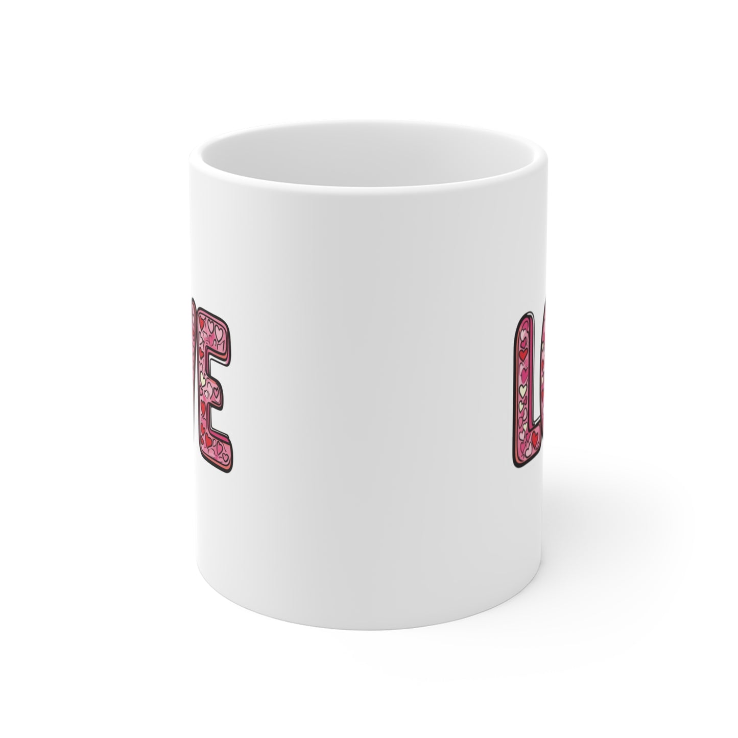 "Hearts in Love Text" - Mug