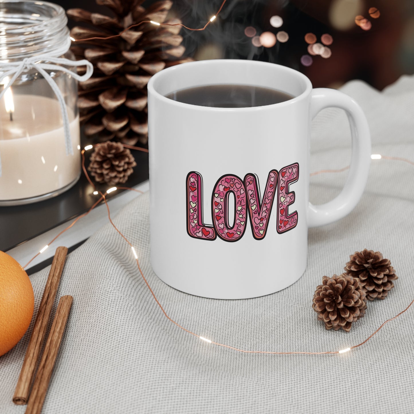 "Hearts in Love Text" - Mug