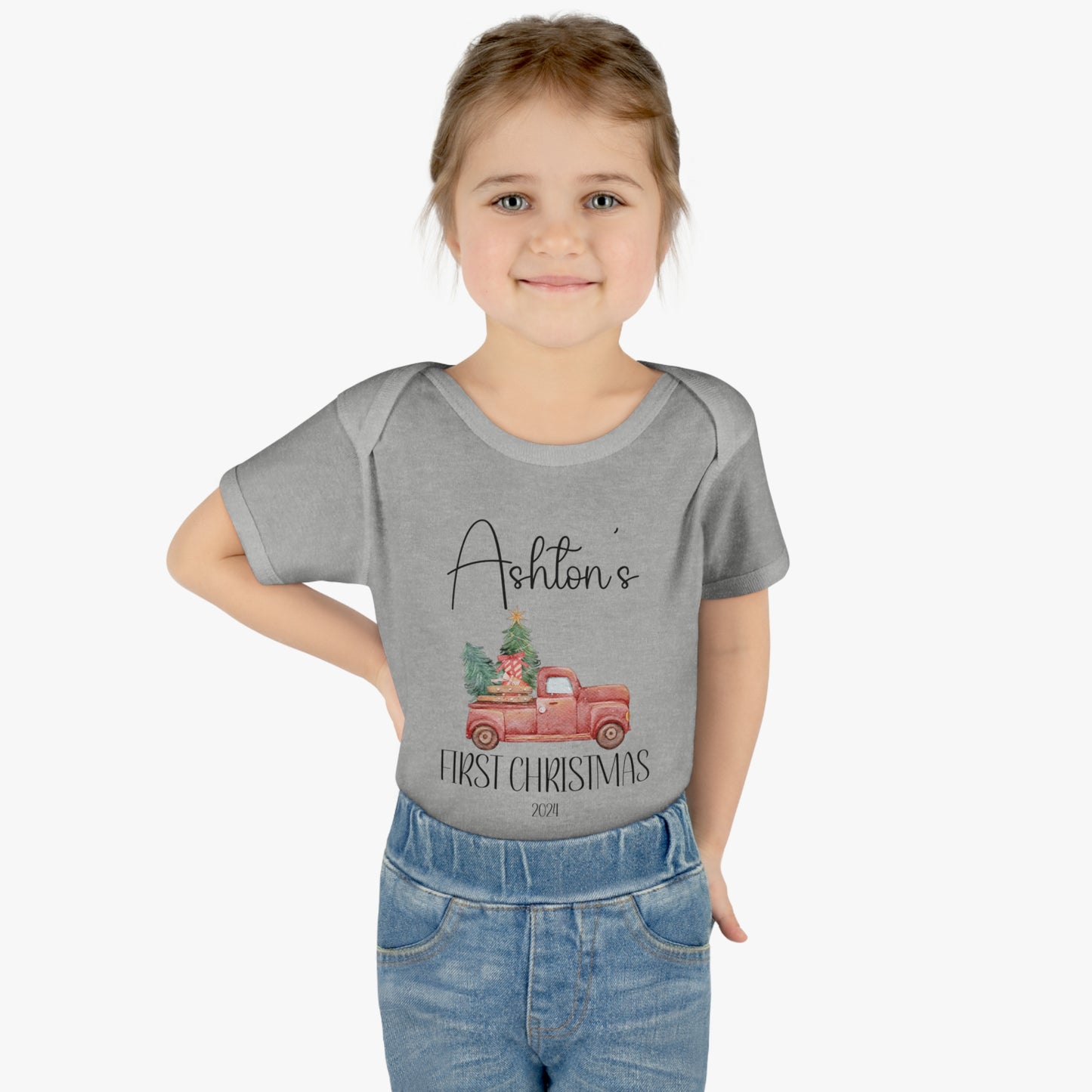 Personalized - "1st Christmas" - Truck Infant Bodysuit