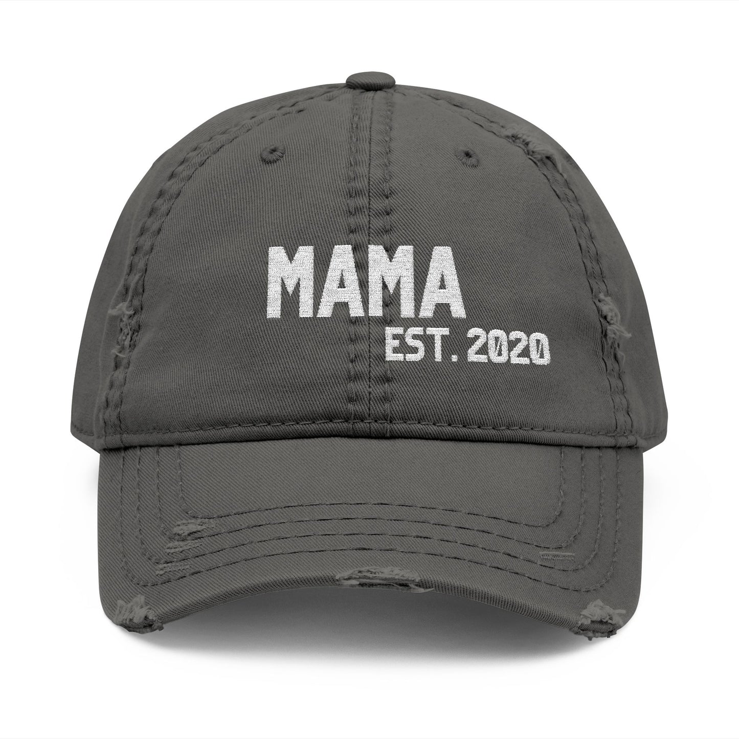 Distressed Embroidered Hat - Mama est. (grey)