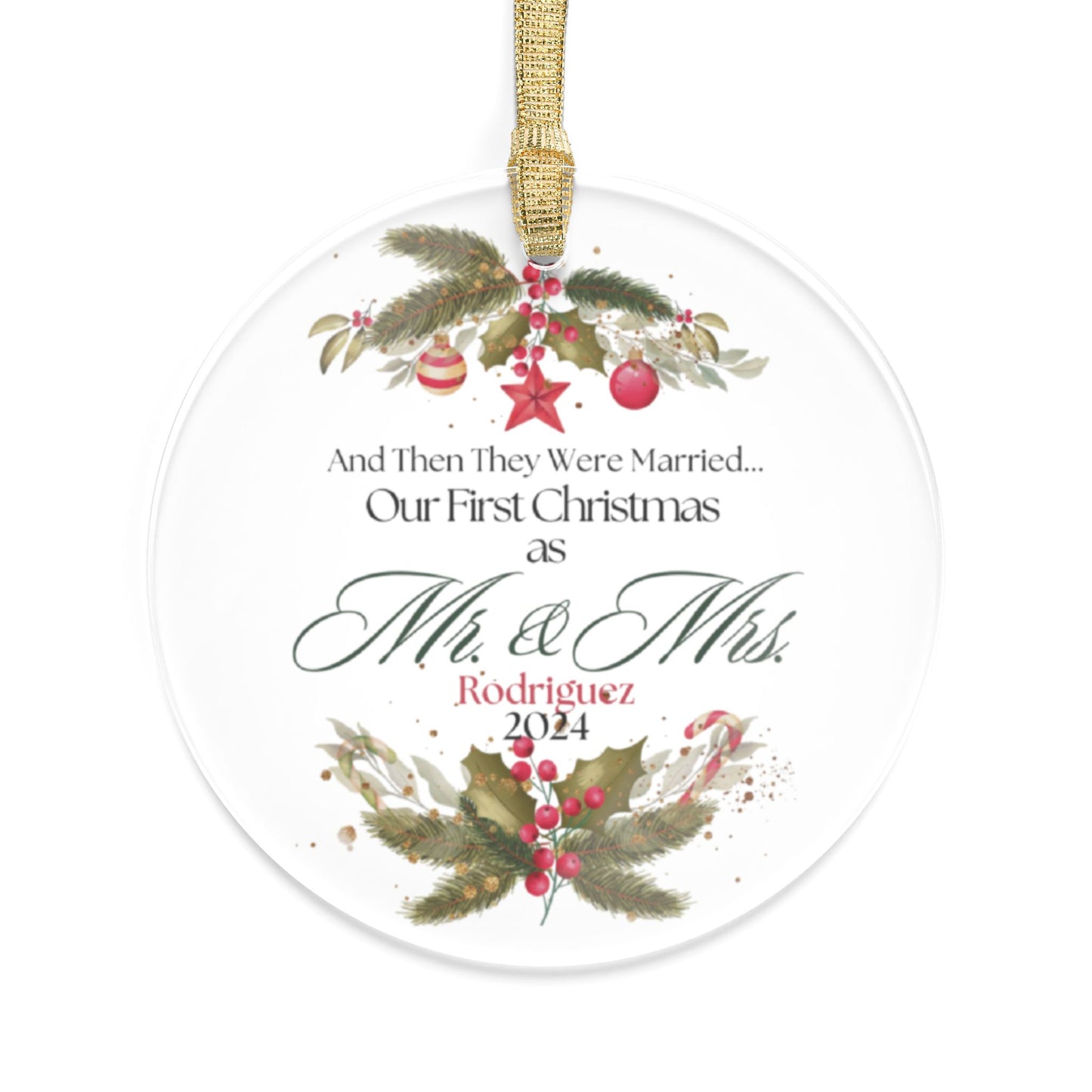 "First Christmas - Married" Acrylic Ornament
