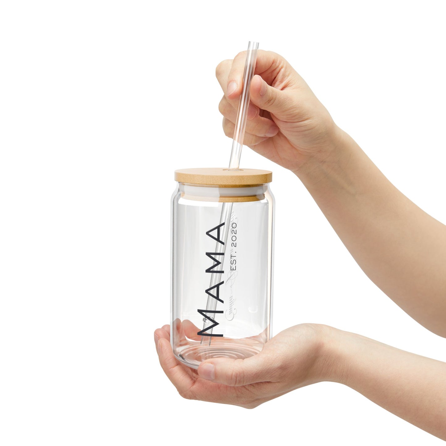 Personalized - "Mama (Est. Year & Names)" Sipper Glass, 16oz