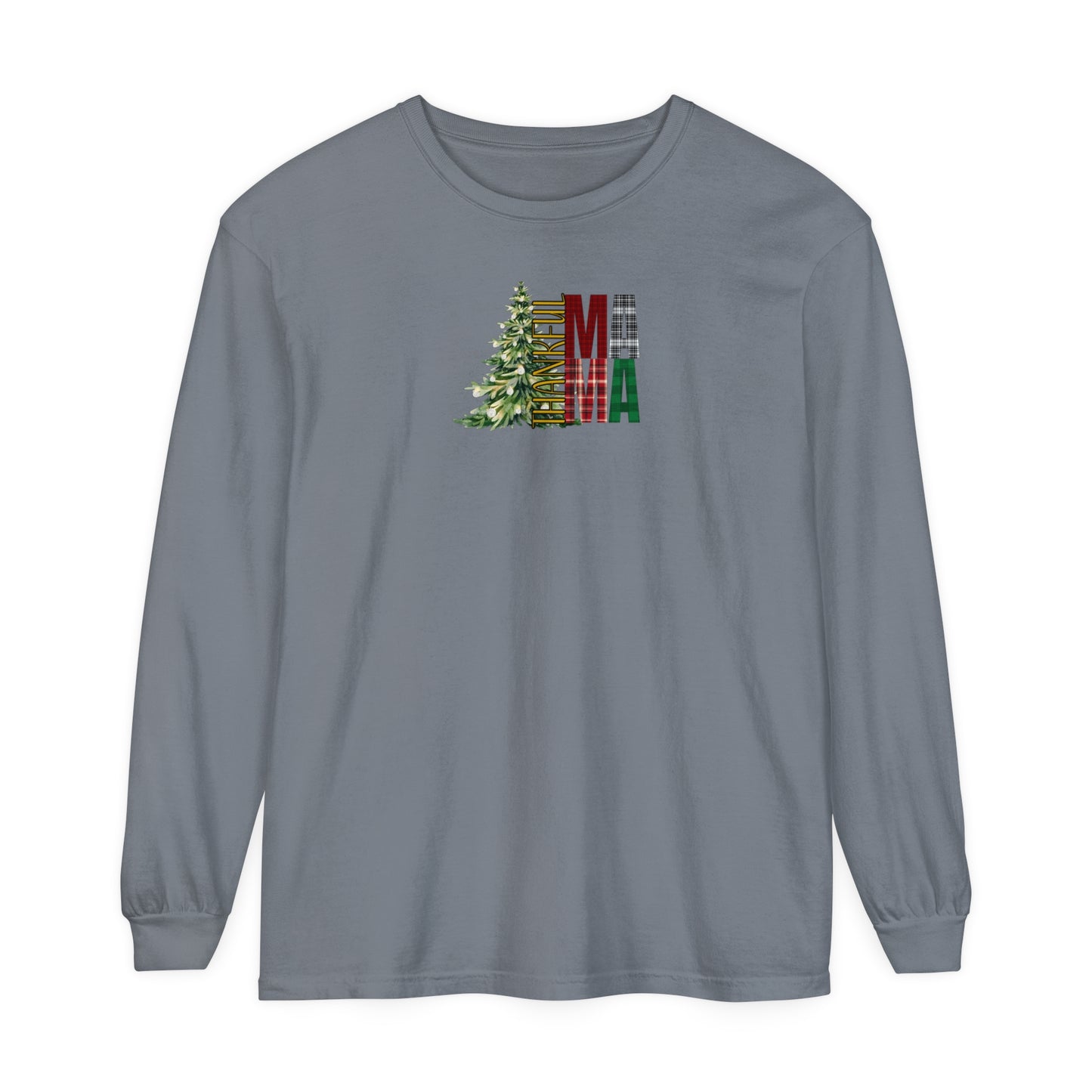 Holiday - “Thankful Mama" Christmas Tree Long Sleeve T-Shirt