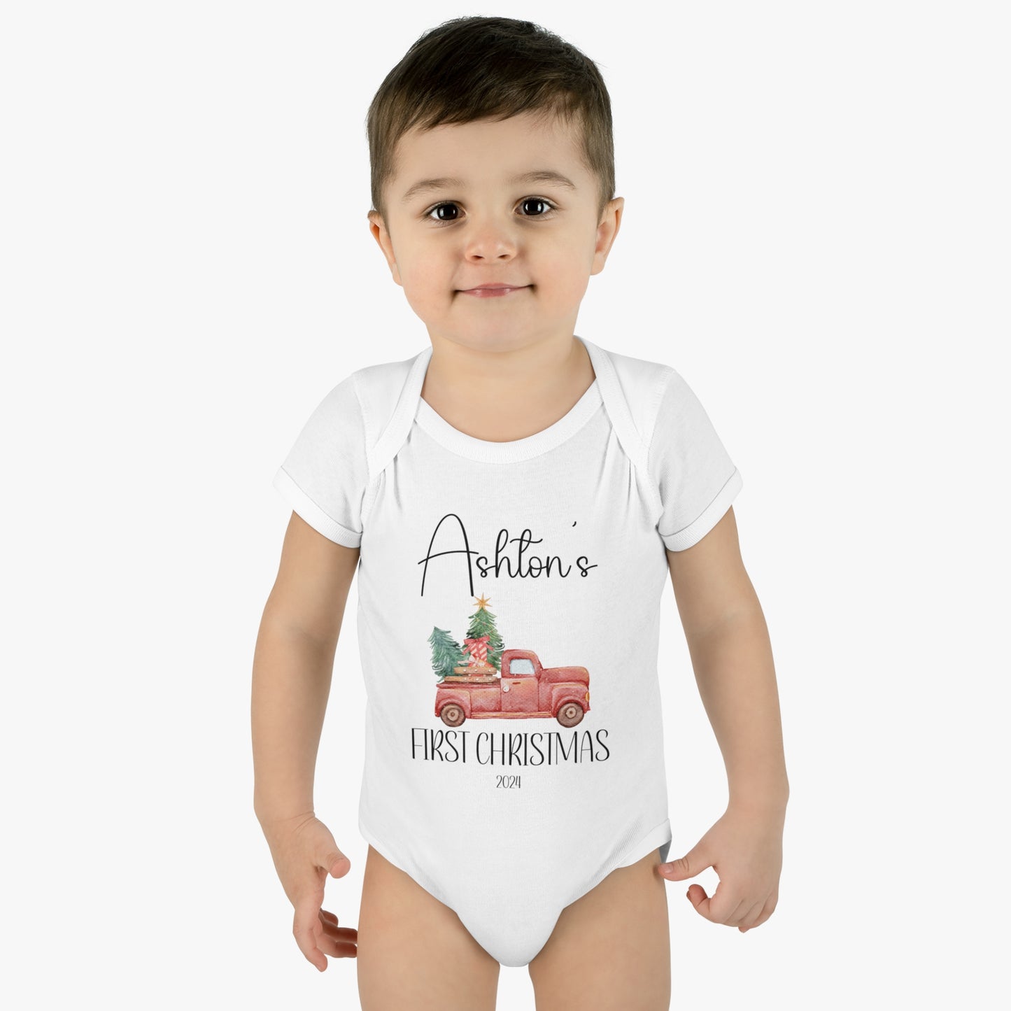 Personalized - "1st Christmas" - Truck Infant Bodysuit