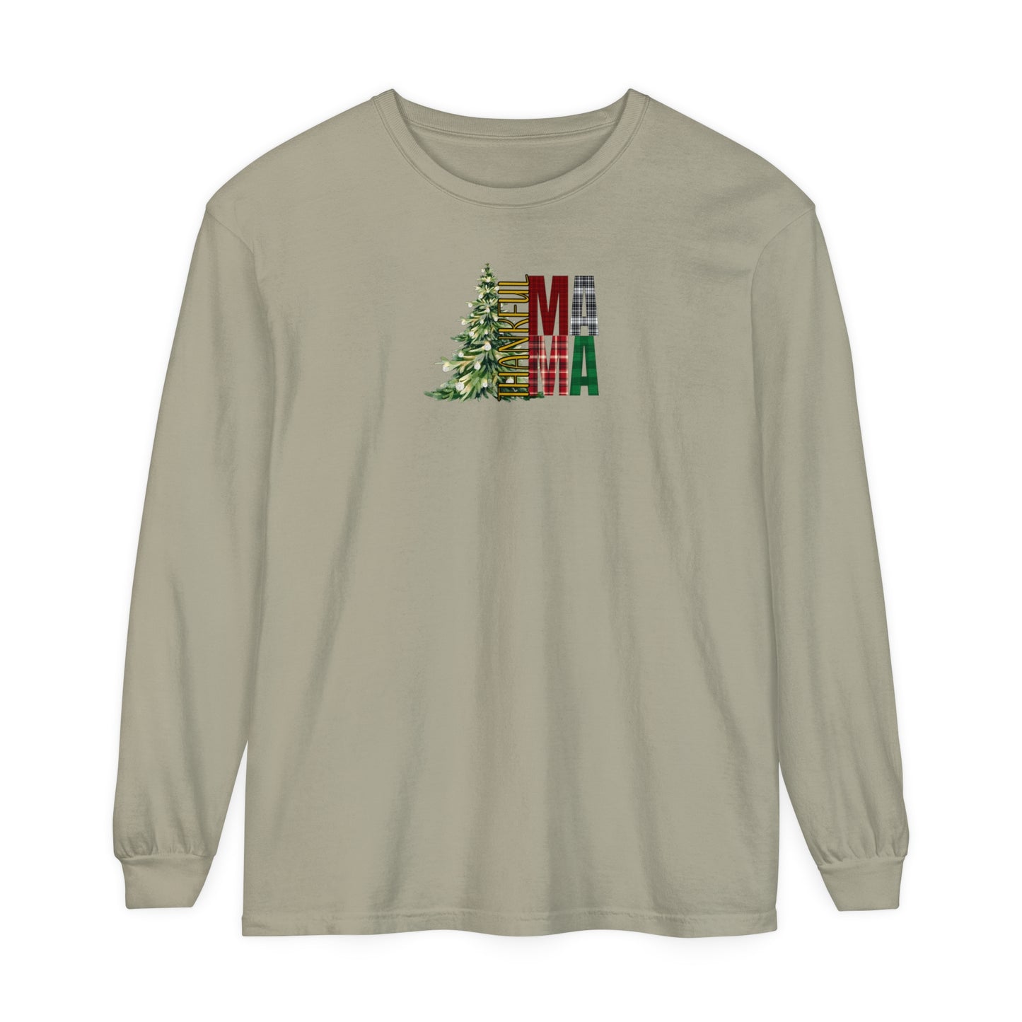 Holiday - “Thankful Mama" Christmas Tree Long Sleeve T-Shirt