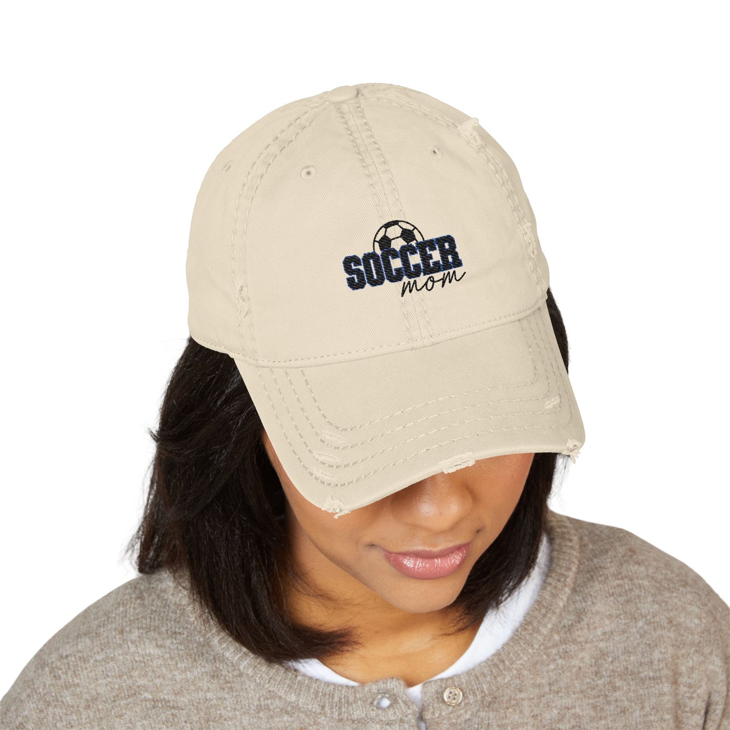 Distressed Embroidered Hat - Soccer Mom
