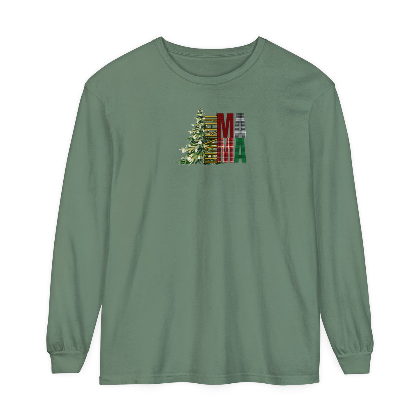 Holiday - “Thankful Mama" Christmas Tree Long Sleeve T-Shirt