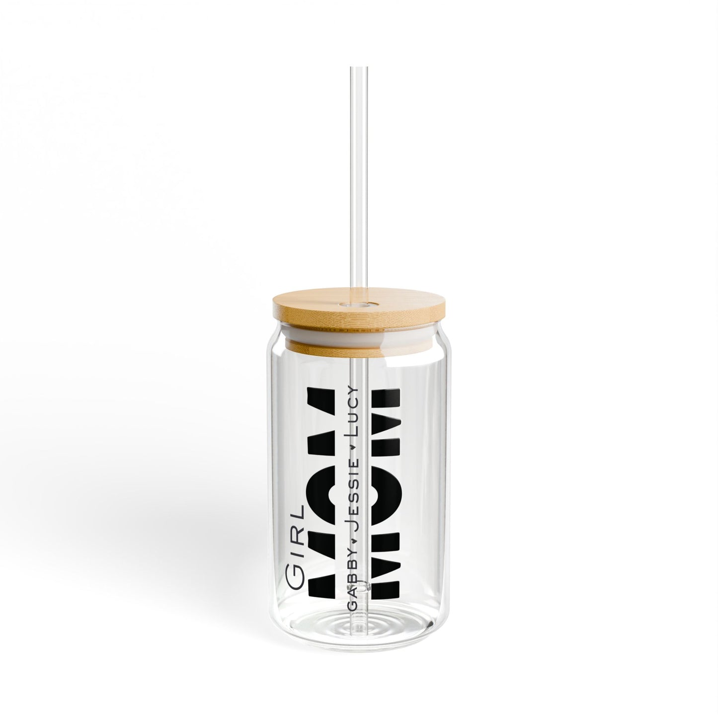 Personalized - "Girl Mom Bold (Names)" Sipper Glass, 16oz