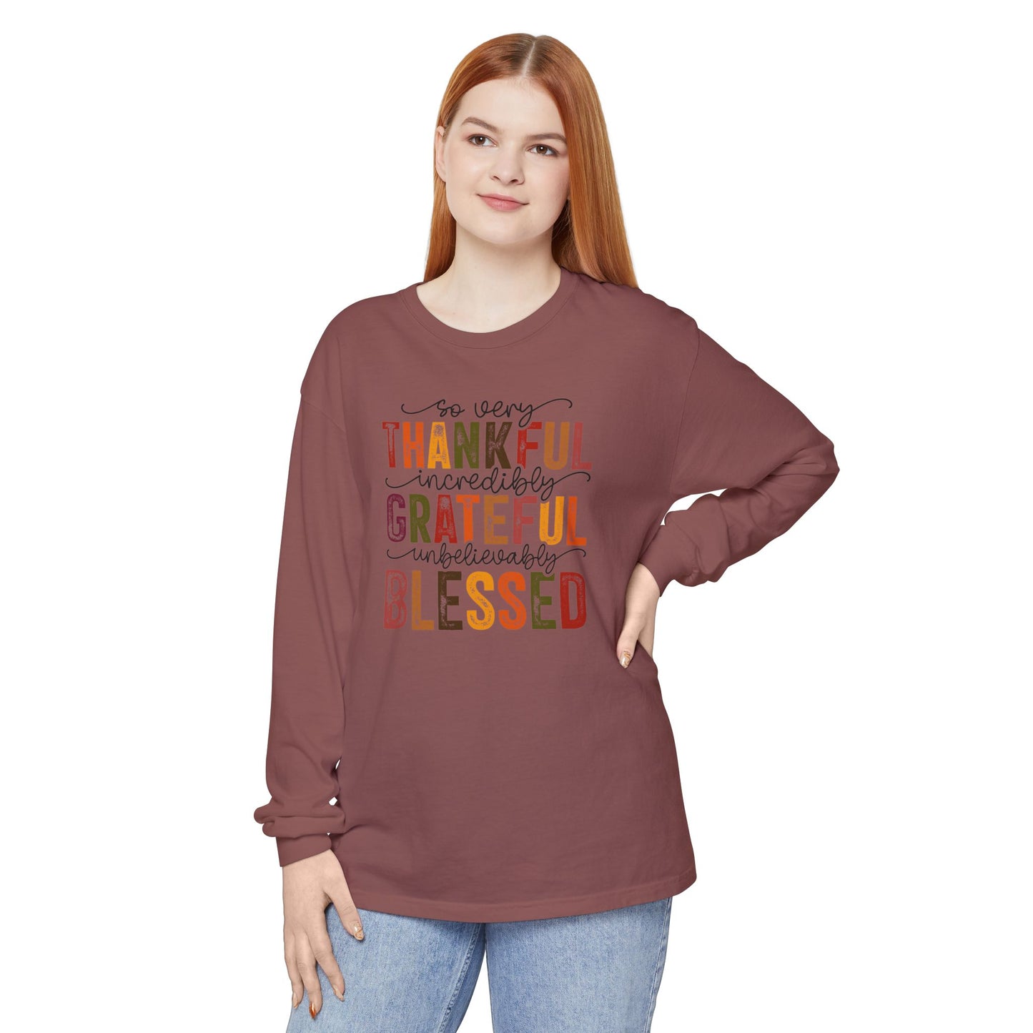 Thankful, Grateful, Blessed Long Sleeve T-Shirt