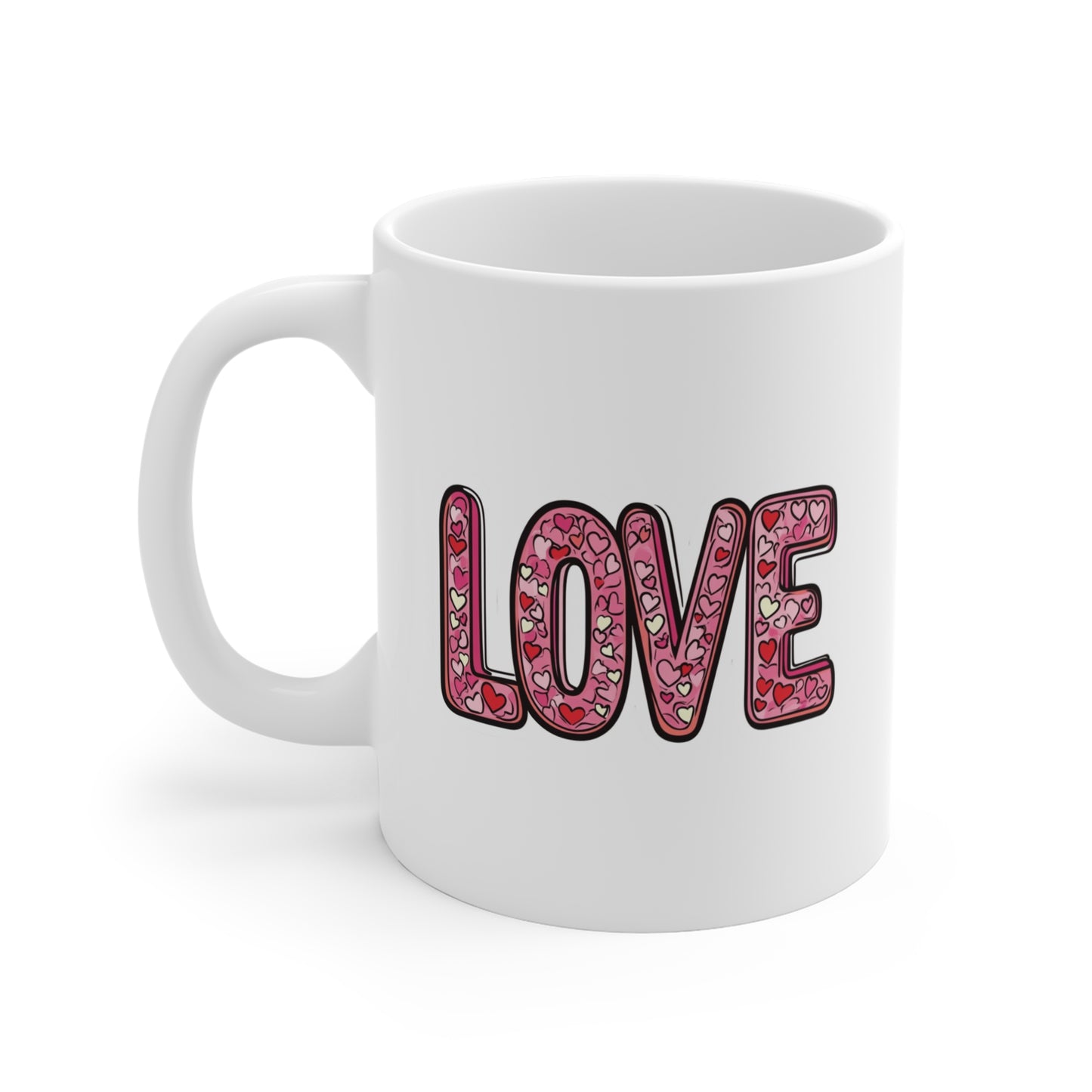 "Hearts in Love Text" - Mug