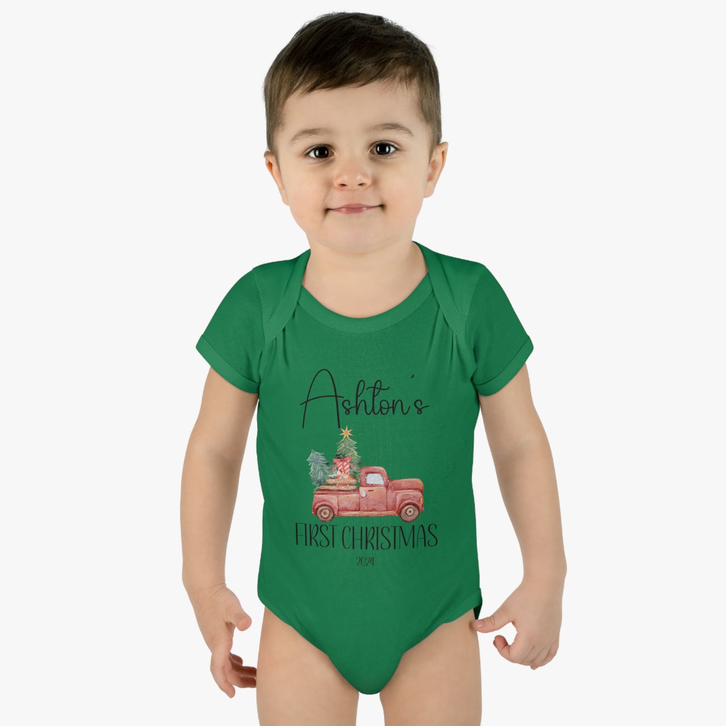 Personalized - "1st Christmas" - Truck Infant Bodysuit