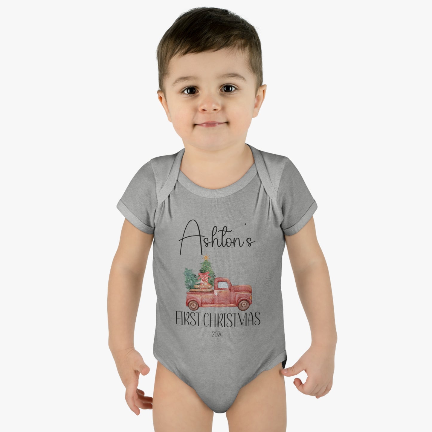 Personalized - "1st Christmas" - Truck Infant Bodysuit