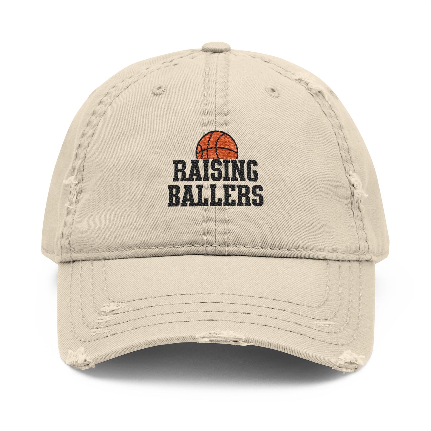 Distressed Embroidered Hat - Raising Ballers (Basketball)