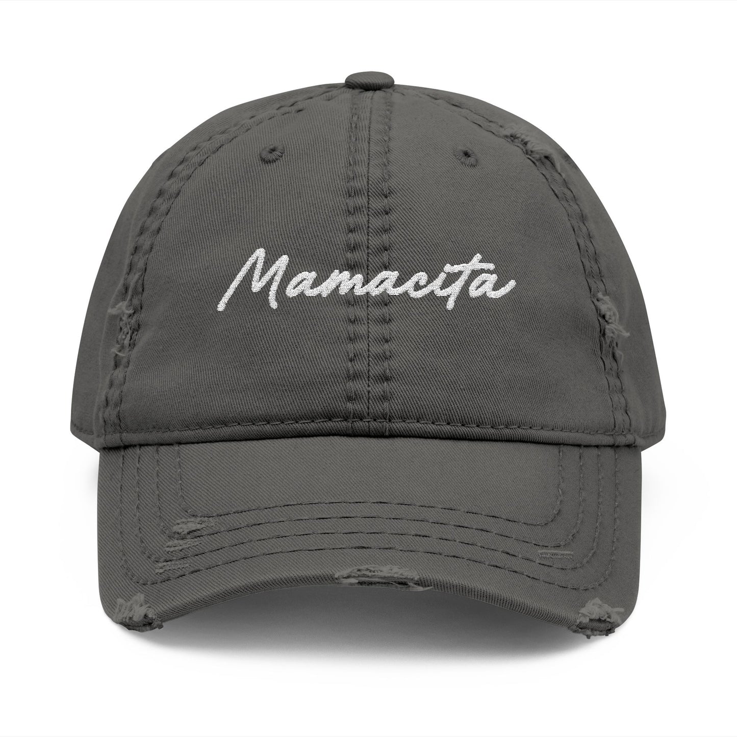 Distressed Embroidered Hat - Mamacita (grey)