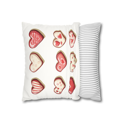 "Baked Goods Heart" Faux Suede Square Pillowcase