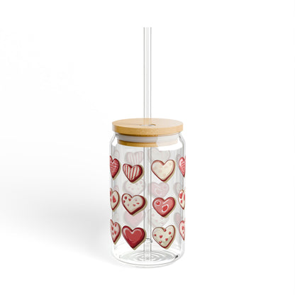 "Baked Goods Hearts" Sipper Glass, 16oz