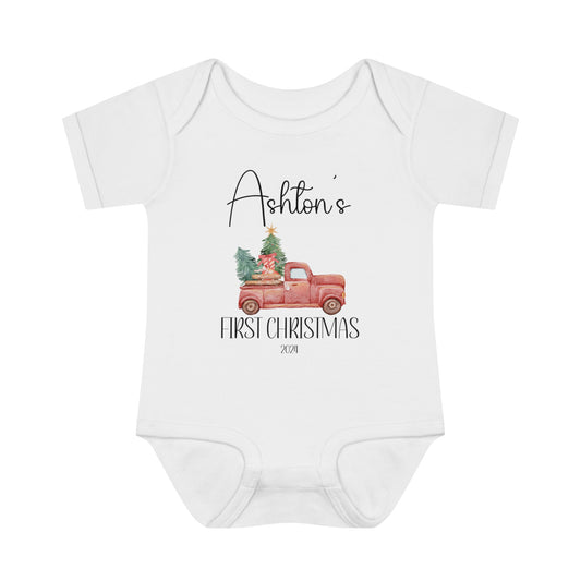 Personalized - "1st Christmas" - Truck Infant Bodysuit