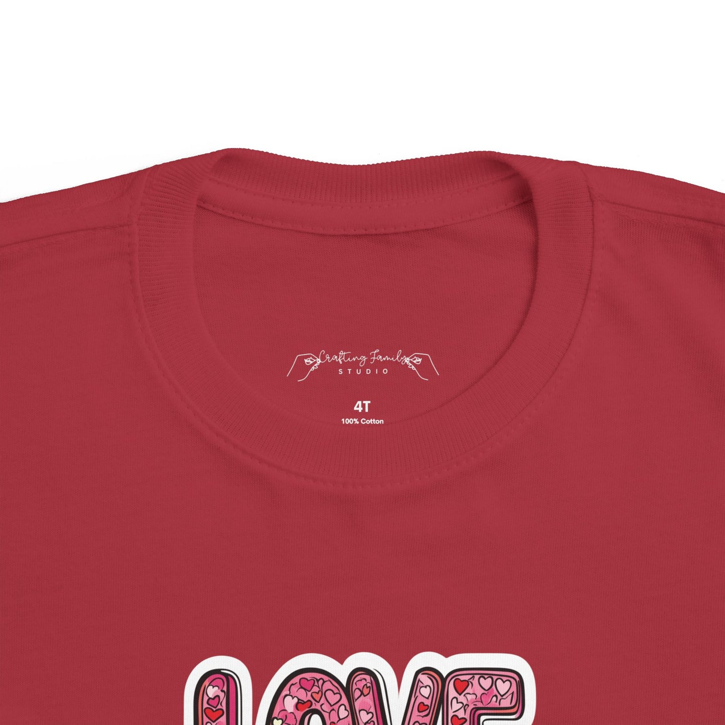 "Hearts in Love Text" Toddler's Jersey Tee