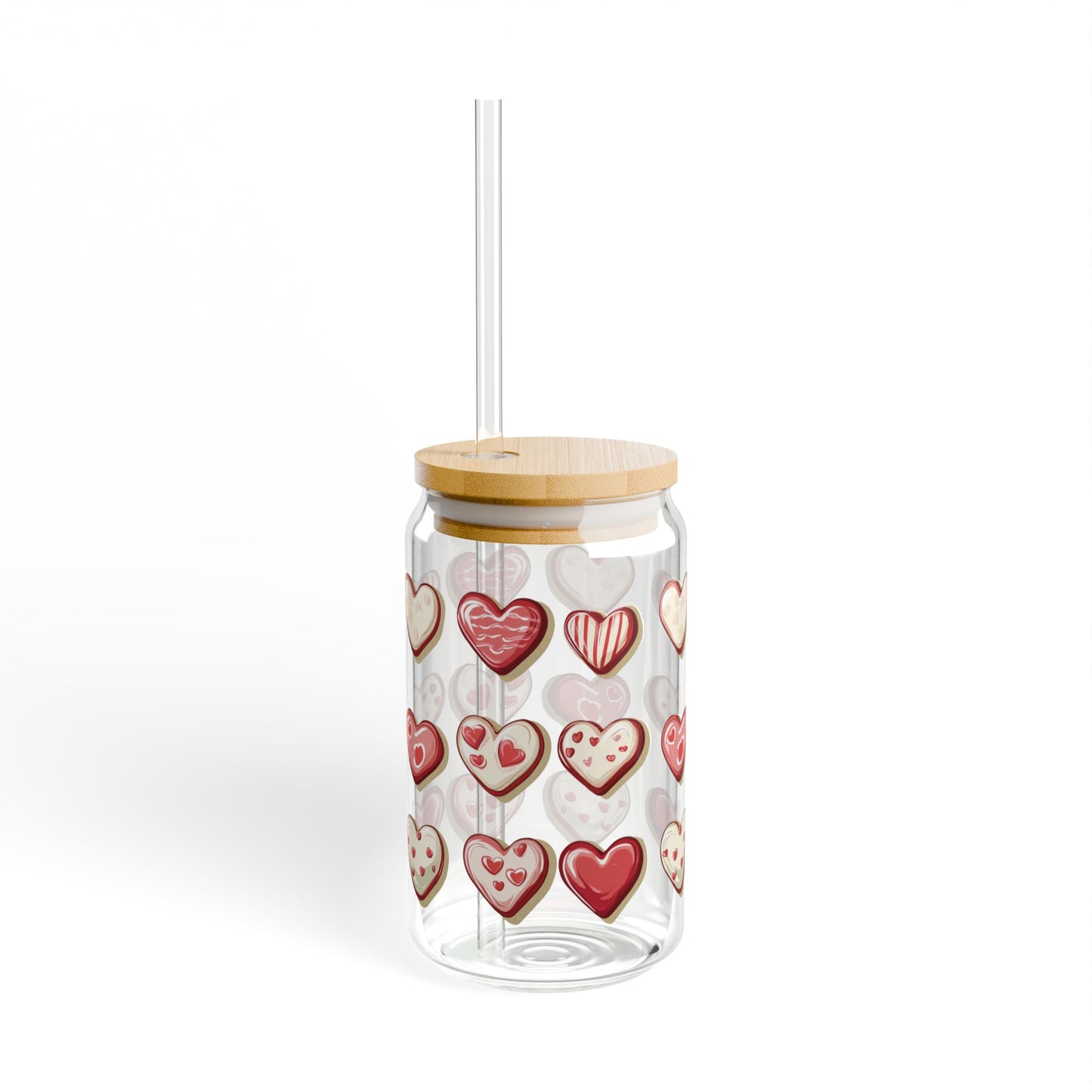 "Baked Goods Hearts" Sipper Glass, 16oz