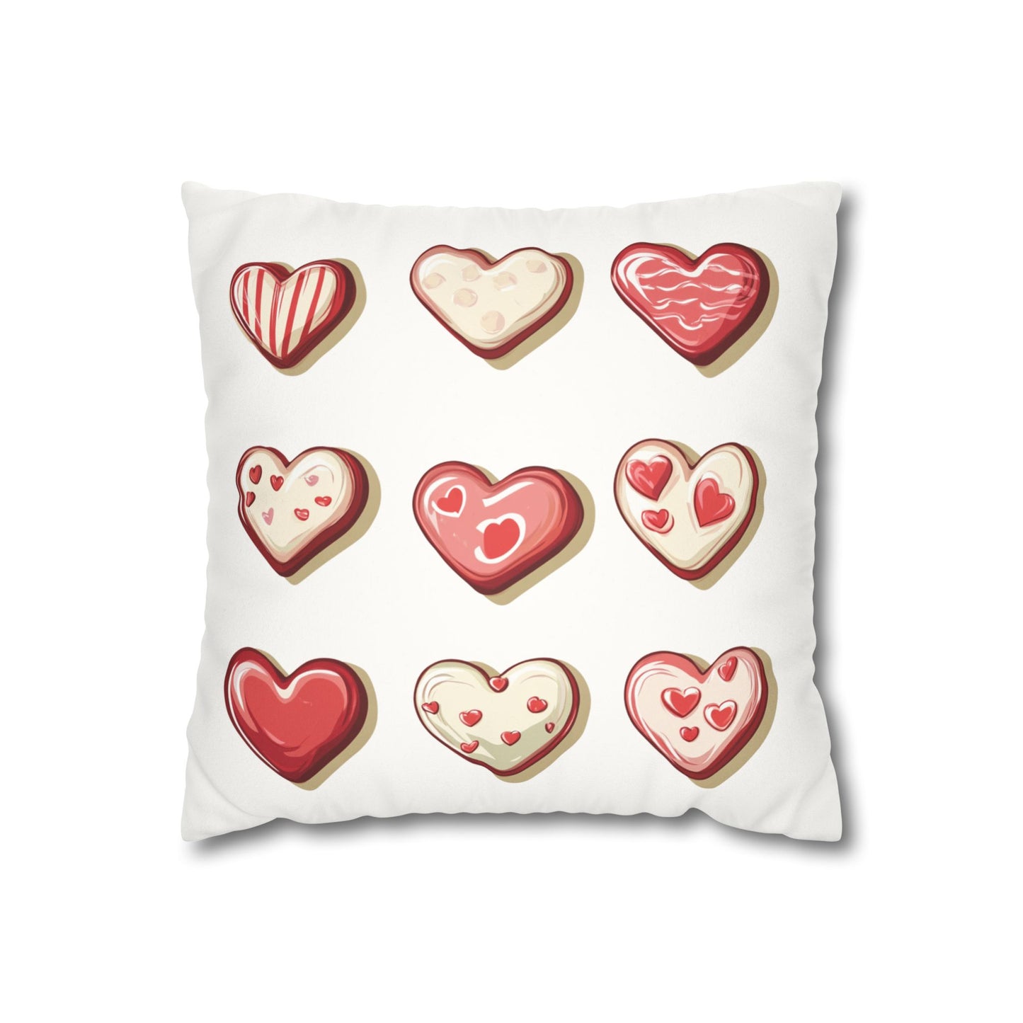 "Baked Goods Heart" Faux Suede Square Pillowcase