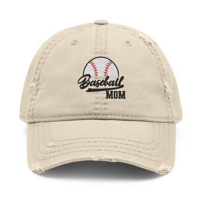 Distressed Embroidered Hat - Baseball Mom
