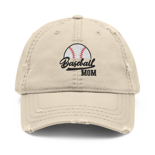 Distressed Embroidered Hat - Baseball Mom