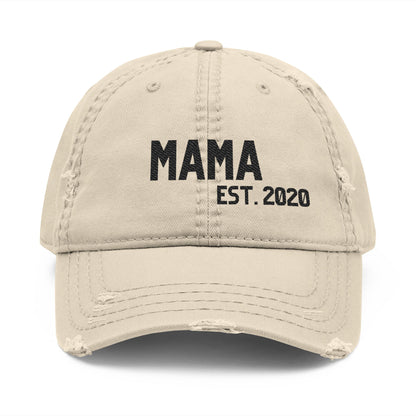 Distressed Embroidered Hat - Mama est.